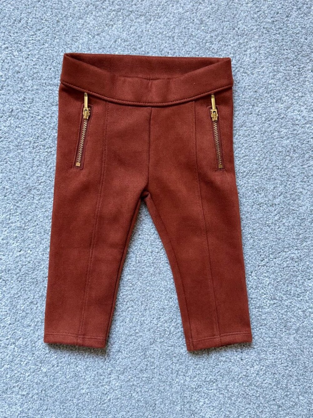 Janie and Jack Brown Faux Suede Riding Pants Girl Baby Size 6-12 months